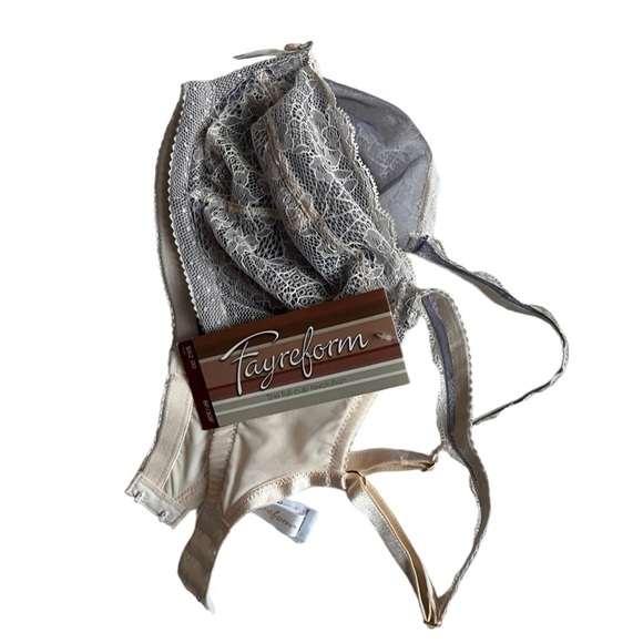 NWT Fayreform Vitality Sheer Lace Bra in Cream Lined with Gray/Purple UK 30F - Picture 9 of 10